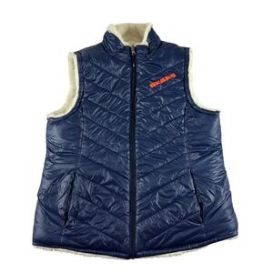 NFL Chicago Bears Reversible Puffer Sherpa Vest Women's Large Navy Blue Cream